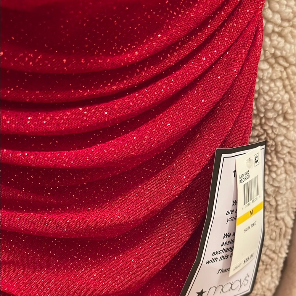 Macy's Red Glitter Ruched Dress - Picture 4 of 4